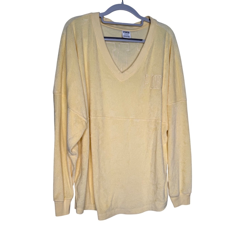 Victoria's Secret PINK Terrycloth Sweatshirt in yellow Oversized comfort